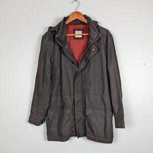 Vintage Old Navy Jacket Mens M Brown Y2K 90s Utility Coat Hooded Rugged Gorpcore